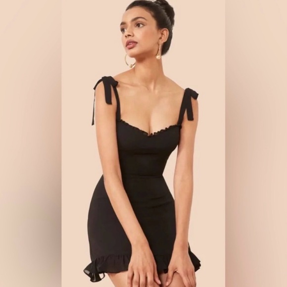 Reformation Dresses & Skirts - Reformation Black Ruffle Mini Christine Dress